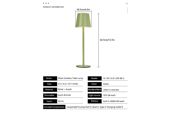 Cordless Rechargeable Table Lamp